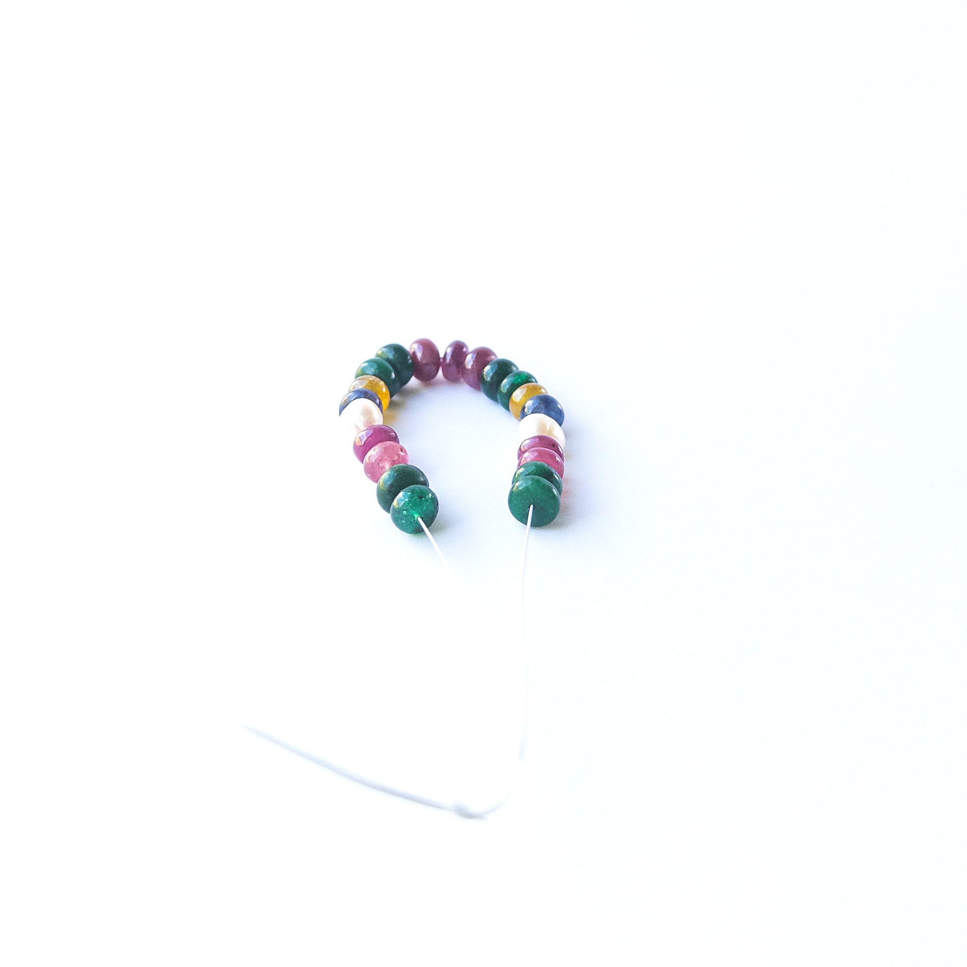 Handmade jewellery components featuring multi‑precious rondelle beads with polished finish and elegant gemstone tones.