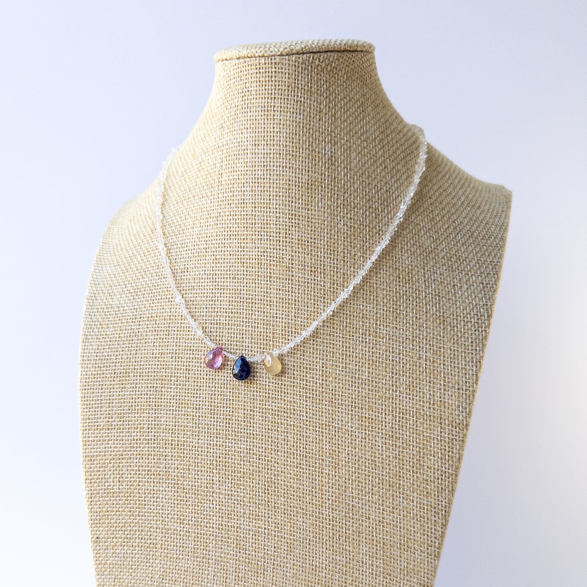 Genuine Precious Stone and Herkimer Diamond beads with sparkling faceted cuts, ideal for DIY gemstone jewellery.