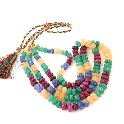 Multi‑quartz necklace arranged in two strands with carved pumpkin beads in 50–54cm lengths.