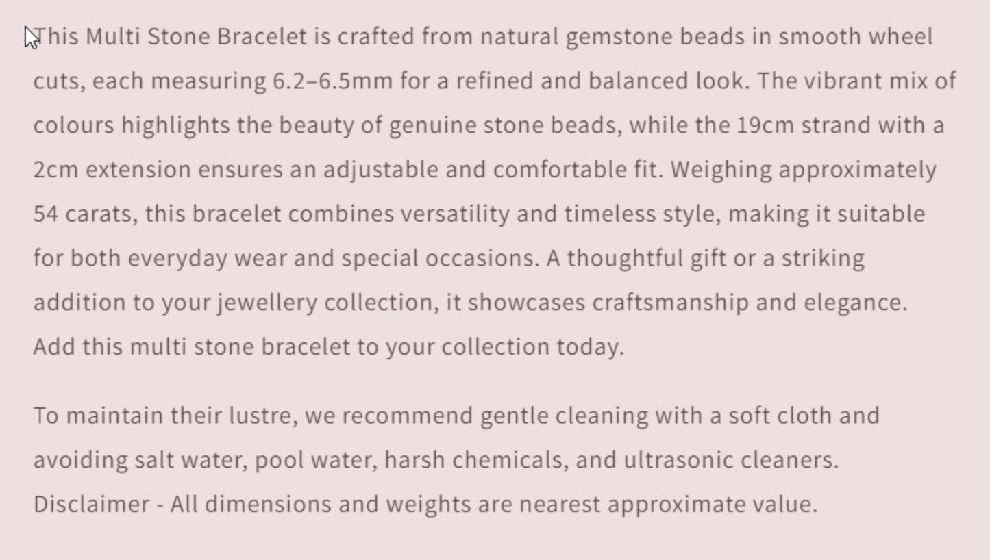Text describing the product details of the gemstone beads , as seen on the Australian owned and trusted bead supplier, Melbourne Gemstone Beads.