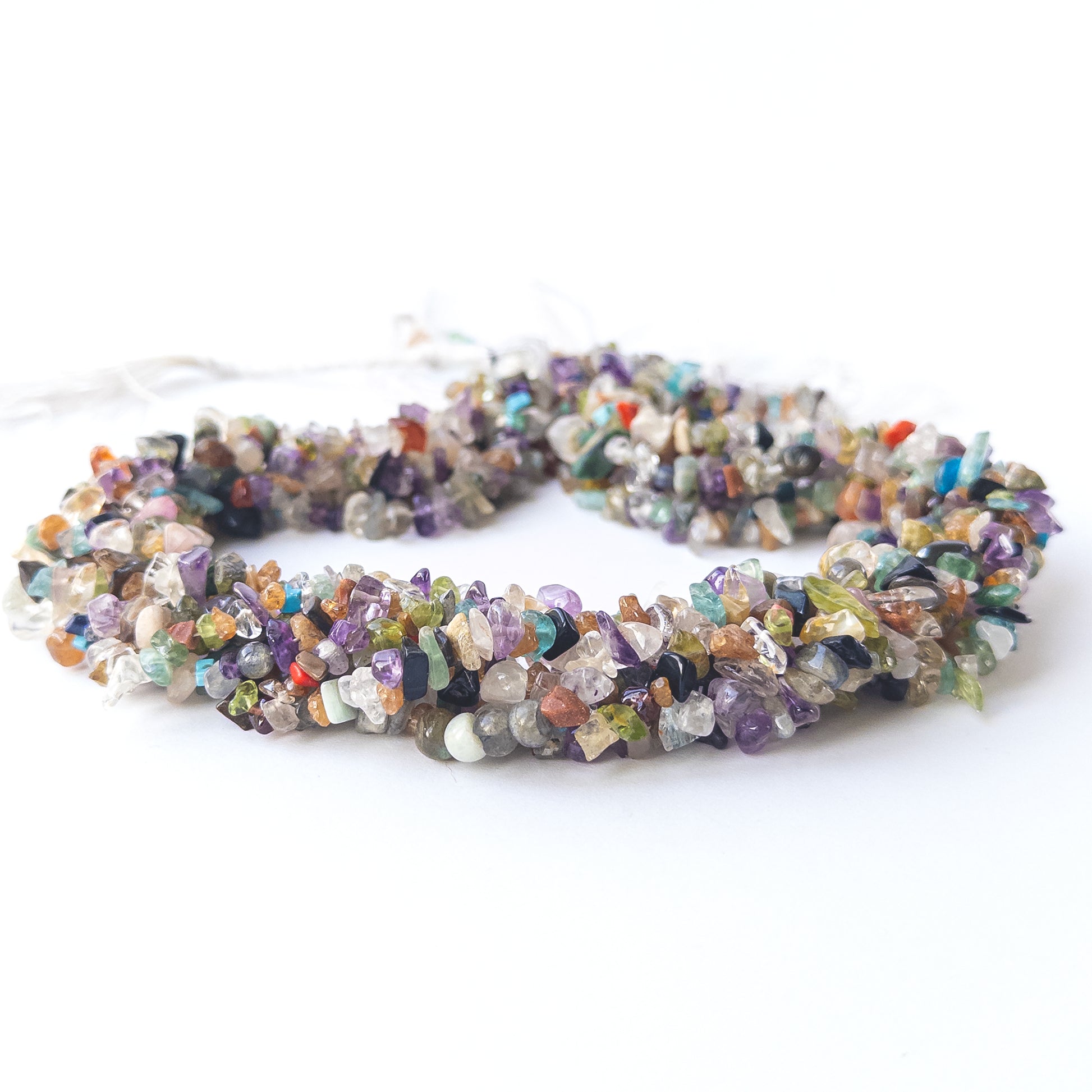 Multi‑stone chip beads displaying natural colour variation and premium craftsmanship.