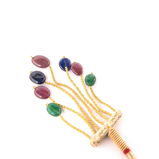 Genuine multi‑stone oval beads in rich green, red and blue tones, ideal for DIY gemstone jewellery making.