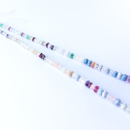 Handmade jewellery components featuring multi‑stone pumpkin cut beads with soothing and vibrant natural hues.