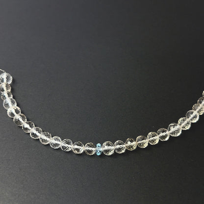 Authentic mixed rose quartz and aquamarine beads in faceted round cut, showcasing colour contrast and quality polish.