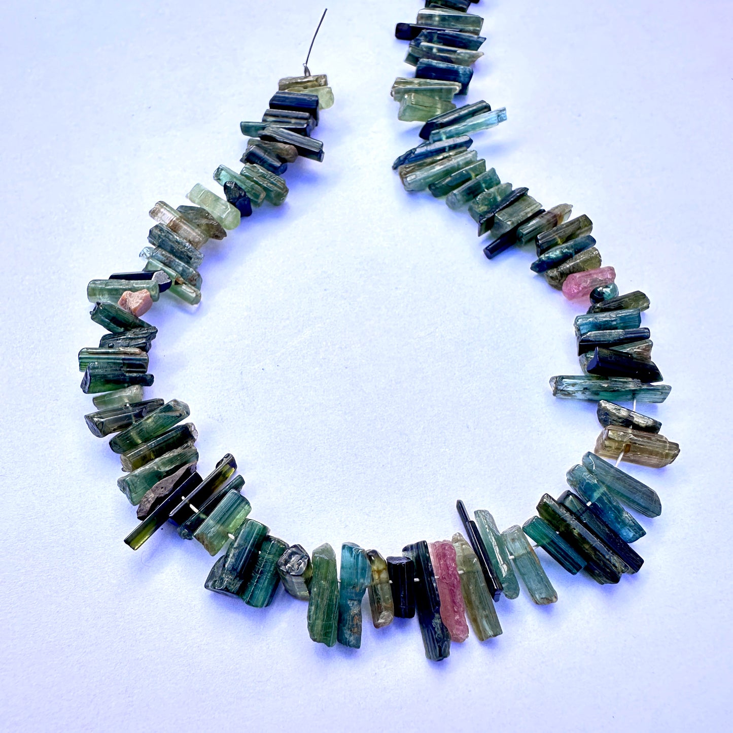 Natural gemstone beads in Multi Tourmaline, 3.7-4.5mm size, ideal for rustic DIY jewellery designs.