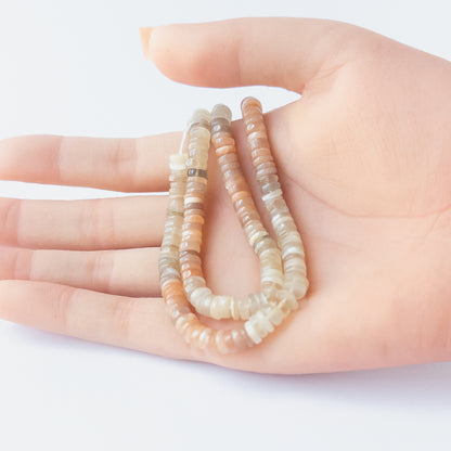 Muti Moonstone | Smooth Wheel | 5.1-6mm Bead Size | 23cm Strand Length