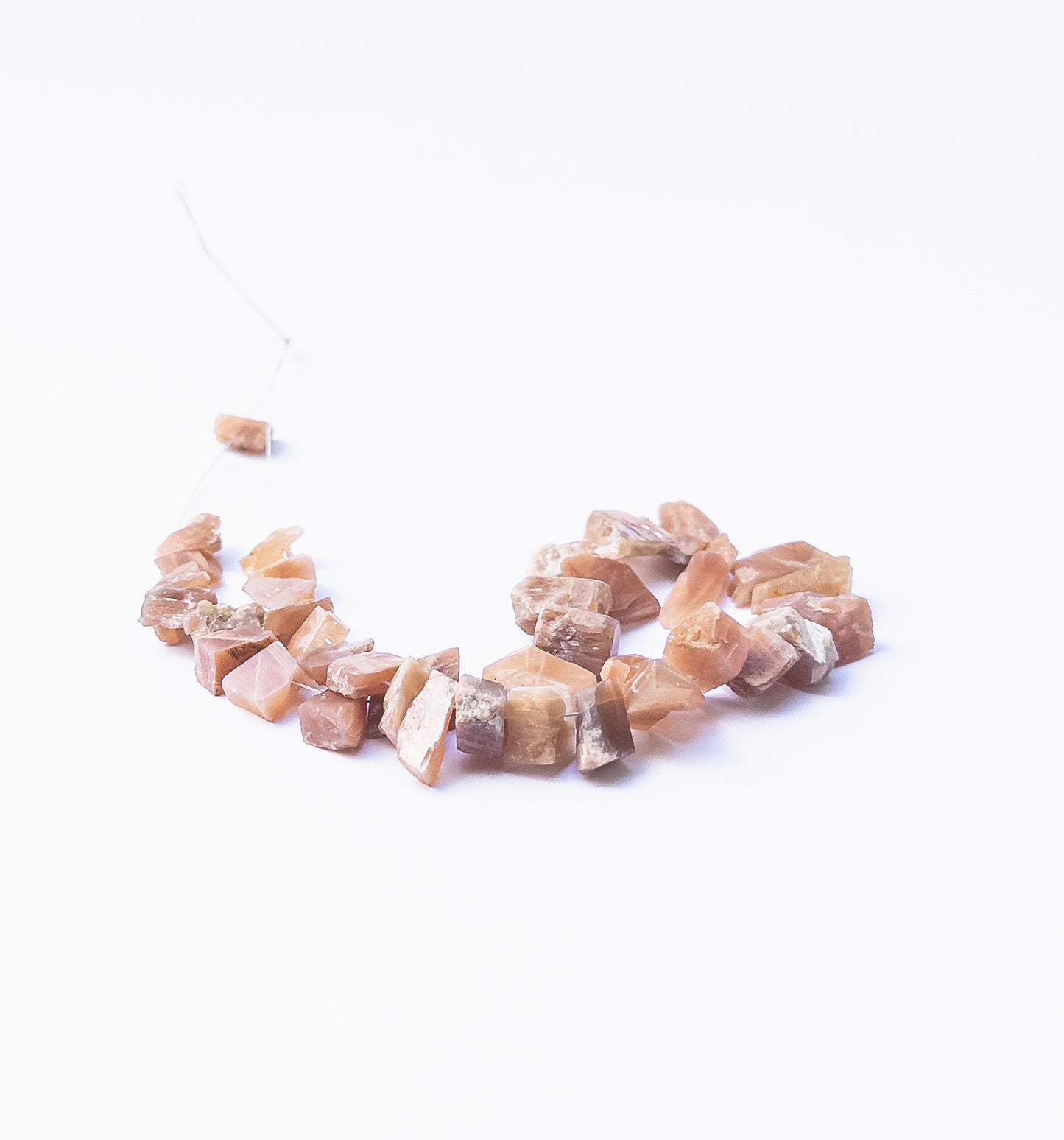 Peach Moonstone | Drilled Rough | 10-15mm Bead Size | 40 Pieces | 101 Carats