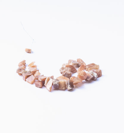 Peach Moonstone | Drilled Rough | 10-15mm Bead Size | 40 Pieces | 101 Carats