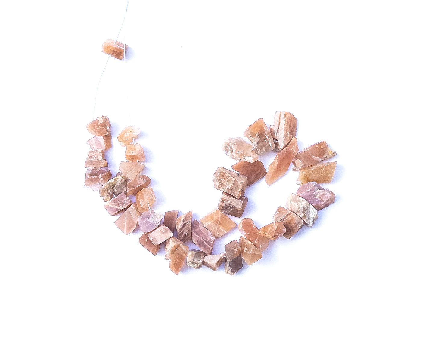 Peach Moonstone | Drilled Rough | 10-15mm Bead Size | 40 Pieces | 101 Carats