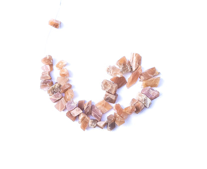 Peach Moonstone | Drilled Rough | 10-15mm Bead Size | 40 Pieces | 101 Carats