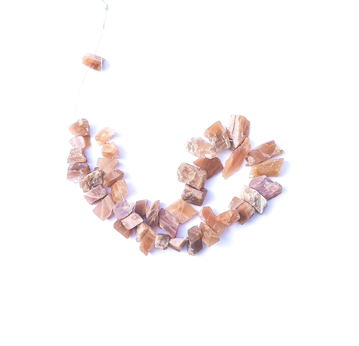 Peach Moonstone | Drilled Rough | 10-15mm Bead Size | 40 Pieces | 101 Carats