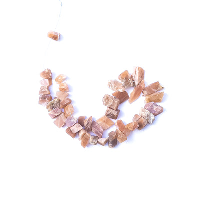 Peach Moonstone | Drilled Rough | 10-15mm Bead Size | 40 Pieces | 101 Carats