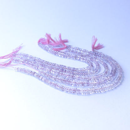 Authentic Pink Amethyst stone beads with smooth wheel cut, ideal for DIY jewellery makers seeking premium gemstone components.