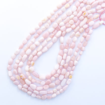 High‑quality Pink Opal stone beads in smooth tumble cut, perfect for elegant DIY jewellery designs.