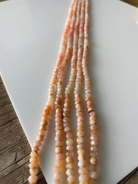 Pink Peruvian Opal | Faceted Rondelle | 4.4-4.7mm Bead Size | 34cms Strand Length | 42 Carats