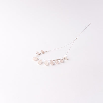 Authentic Pink Quartz stone beads featuring faceted briolette cuts ideal for delicate handmade jewellery designs.