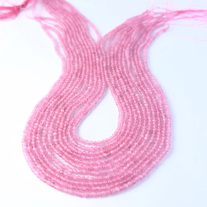 Pink Quartz rondelle beads with genuine pink colour and reflective faceting for creative jewellery designs
