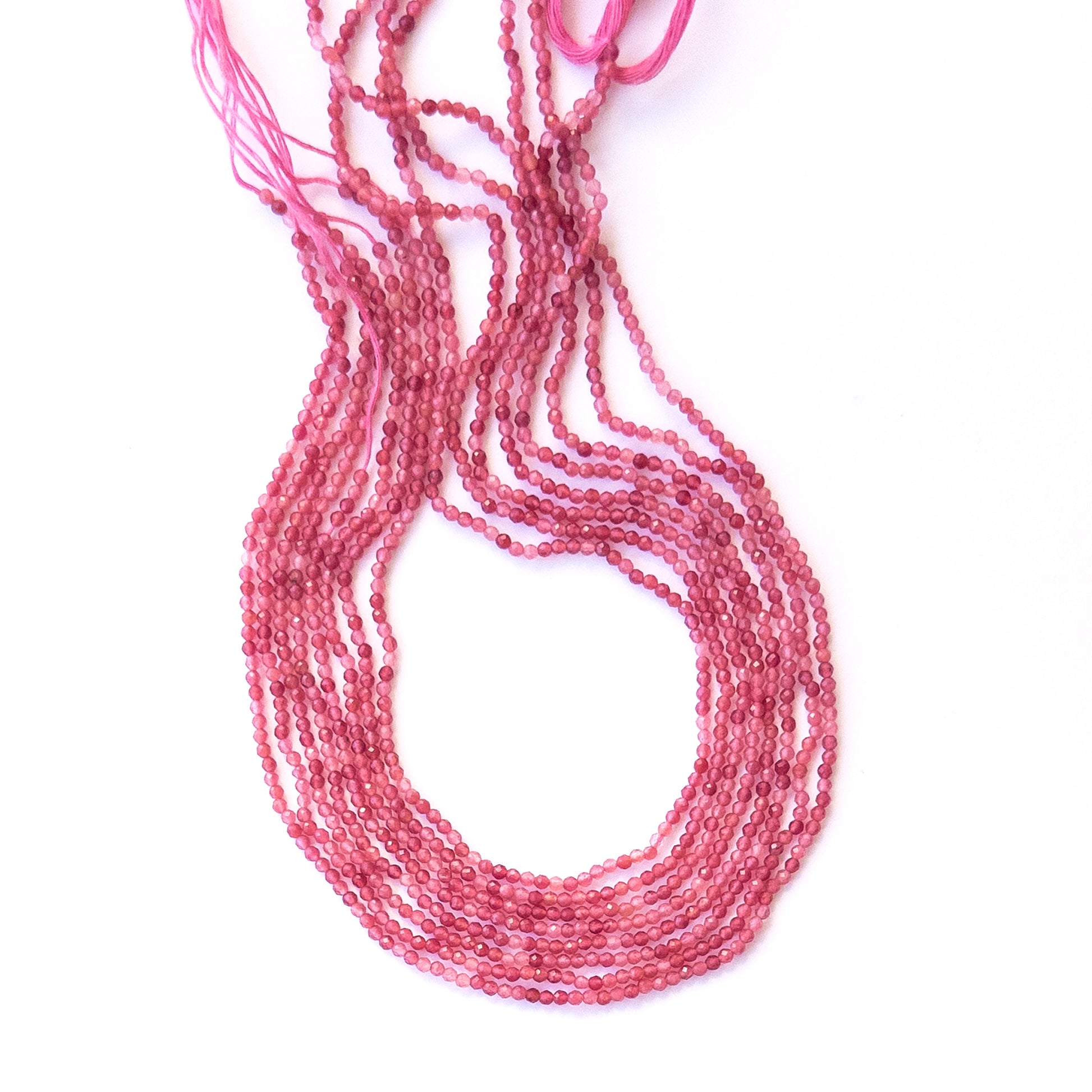 Genuine Pink Strawberry Quartz stone beads with micro faceting, ideal for handmade jewellery components.