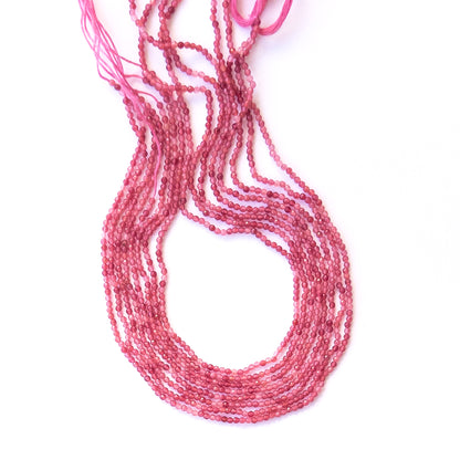 Genuine Pink Strawberry Quartz stone beads with micro faceting, ideal for handmade jewellery components.