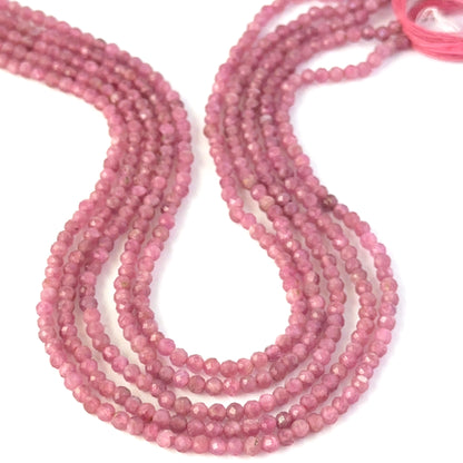 Pink Tourmaline rondelle gemstone beads with bright shine and clarity, ideal for authentic stone beads in creative jewellery designs.