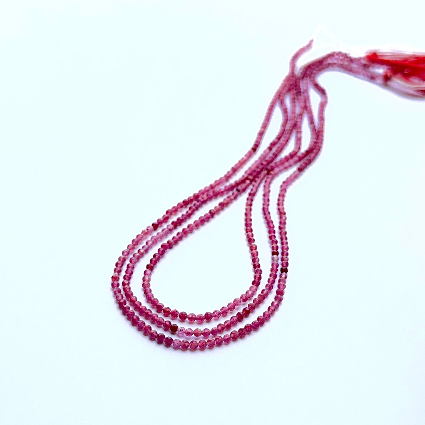 Pink Tourmaline natural gemstone beads in micro faceted rondelle shape, ideal for delicate artisan jewellery and DIY beadwork.