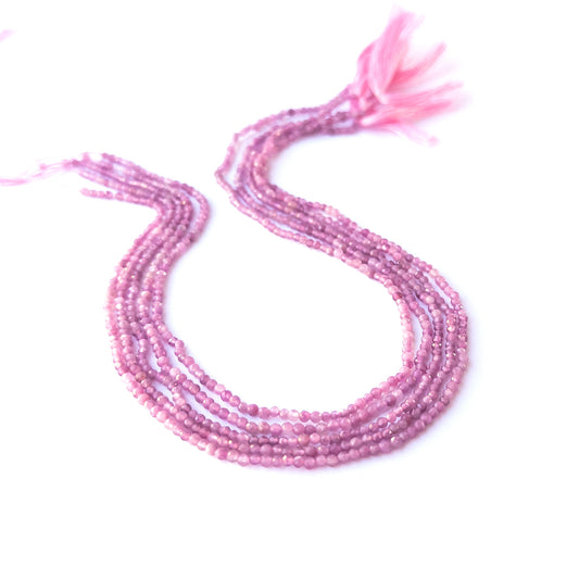 Pink Tourmaline faceted rondelle 2.4–2.5mm genuine gemstone beads arranged in a sparkling 31cm strand for handmade jewellery.