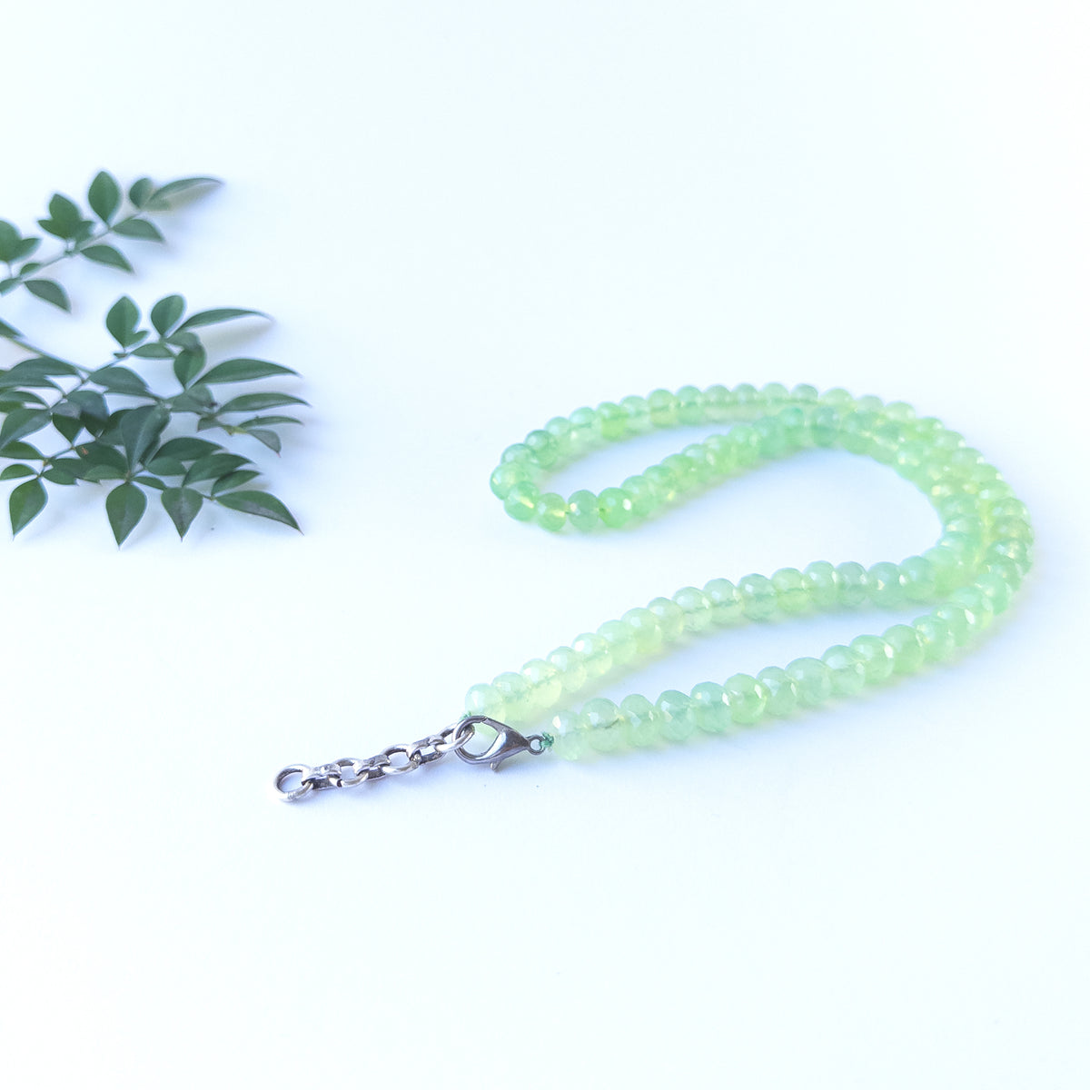 Natural Prehnite gemstone beads with bright sparkle and subtle inner glow for premium stone bead jewellery designs.