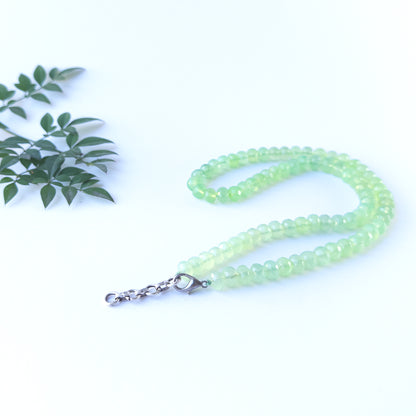 Natural Prehnite gemstone beads with bright sparkle and subtle inner glow for premium stone bead jewellery designs.