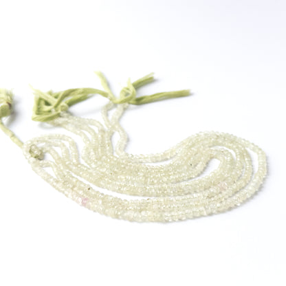 Authentic Prehnite stone beads, 3.5–4.2mm faceted rondelles ideal for handmade jewellery components.