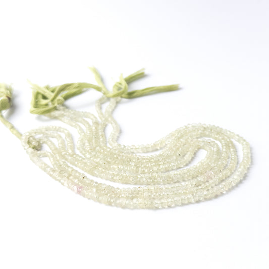 Authentic Prehnite stone beads, 3.5–4.2mm faceted rondelles ideal for handmade jewellery components.