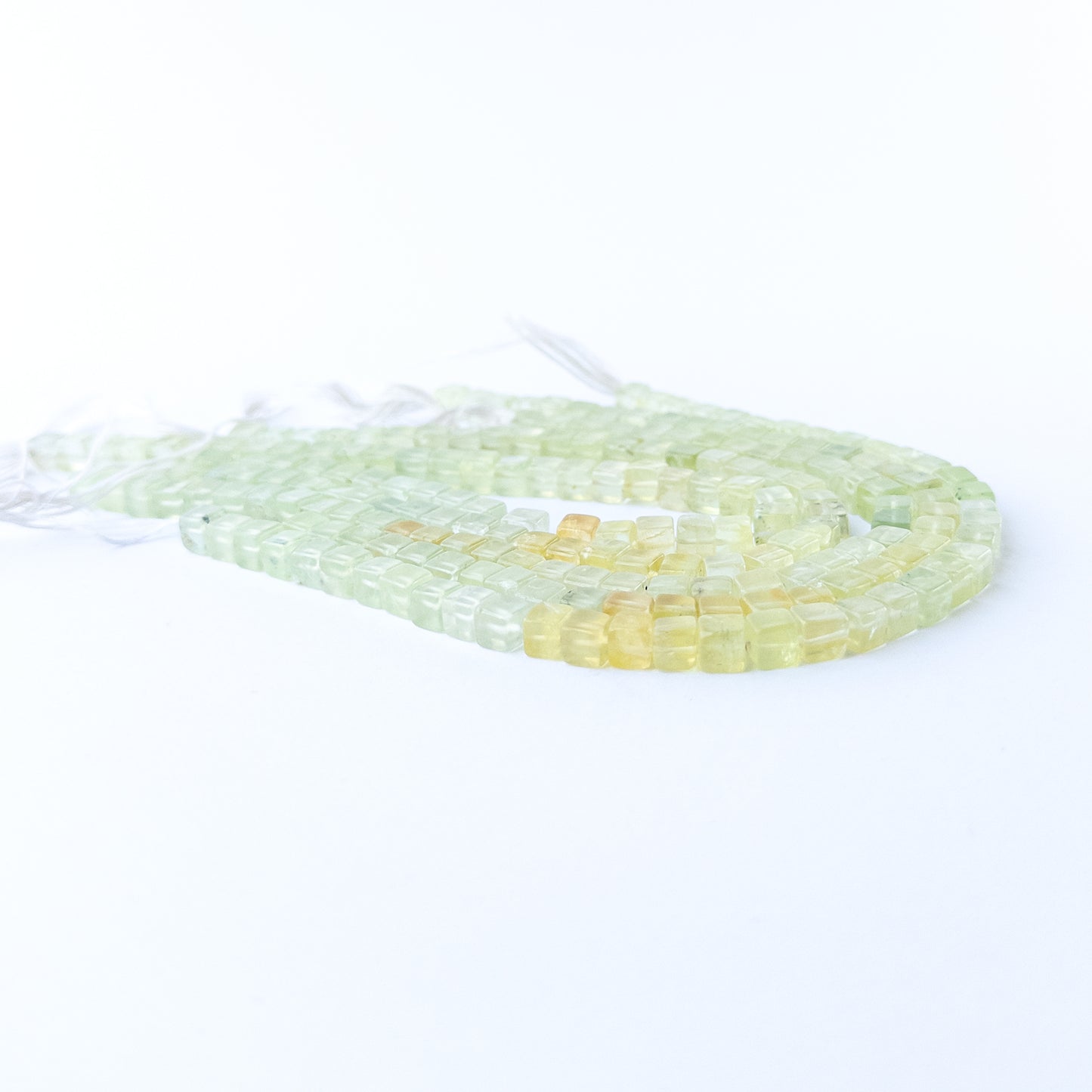 Genuine Prehnite smooth cube stone beads with a polished finish ideal for gemstone beads for DIY jewellery making.