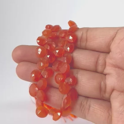 Carnelian | Faceted Briolette | 7.5-9mm Bead Size | 20cm Strand Length | 42 Pieces