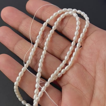 Freshwater Pearls | Smooth Rice | 3mm Bead Size | 37cm Strand Length