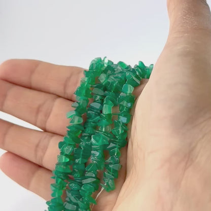 Green Onyx | Uncut Chips | 5-10mm Bead Size | 46cm Strand Length