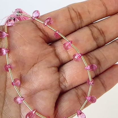 Pink Topaz | Faceted Briolette | 4-4.5mm Bead Size | 18 Pieces
