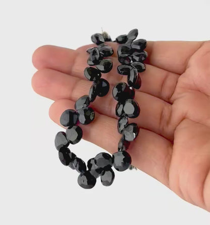 Black Spinel | Faceted Briolette | 7.5-8mm Bead Size | 21cm Strand Length | 46 Pieces