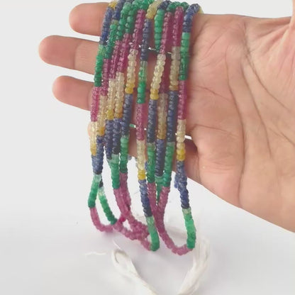 Multi Precious Beads | Faceted Rondelle | 3.5-4mm Bead Size | 41cm Strand Length | 62 Carats