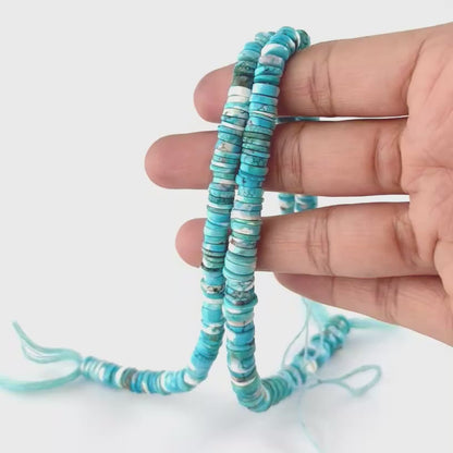 Howlite Turquoise | Smooth Wheel Heishi | 6.5-7mm or 7.5-8mm Bead Size | 20cm Strand Length