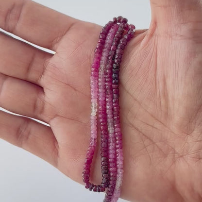 Ruby Shaded | Faceted Rondelle | 3.4mm Bead Size | 40cm Strand Length | 49 Carats