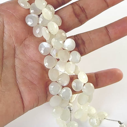 White Rainbow Moonstone | Faceted Briolette  | 8.5-9mm or 9-9.5mm Bead Size | 20cm Strand Length