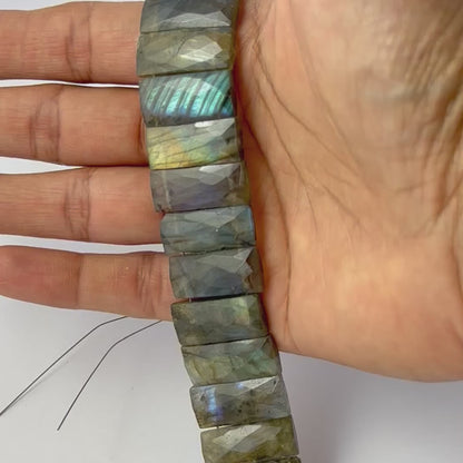 Labradorite | Faceted Rectangle | 21mm X 9-10mm Bead Size | 20 Pieces