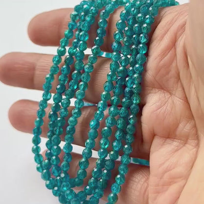 Neon Apatite | Faceted Rondelle | 3.5-3.7mm Bead Size | 32cm Strand Length