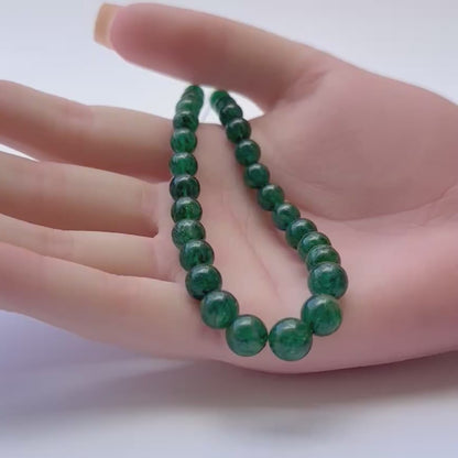 Emerald | Smooth Round | 6.3-8.5mm Bead Size | 27 Pieces | 53Carats