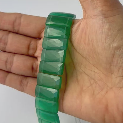 Green Onyx | Faceted Rectangle | 21mm X 9.5-10mm Bead Size | 19 Pieces