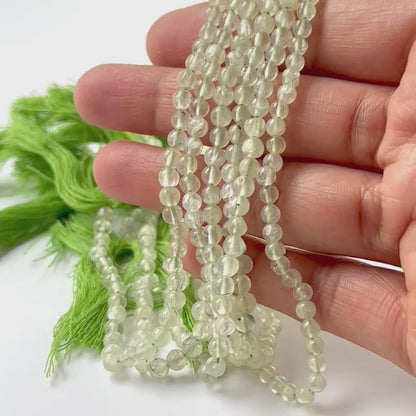 Prehnite | Smooth Round | 4-4.3mm Bead Size | 34cm Strand Length