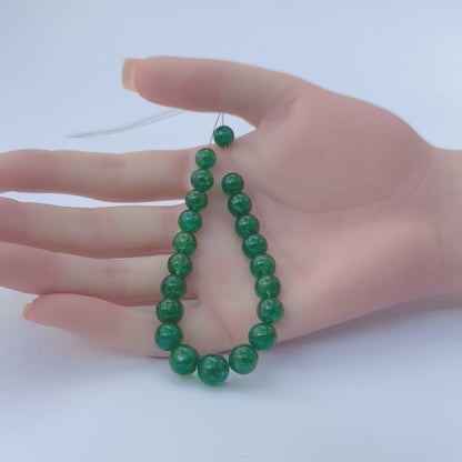 Emerald | Smooth Round | Multiple - 7.5-10.1mm Bead Size | 15 or 21 Pieces