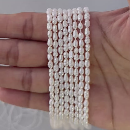 Freshwater Pearls | Smooth Rice Shape | 3.4-3.5mm Bead Size | 36cm Strand Length