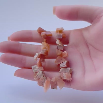 Peach Moonstone | Drilled Rough | 10-15mm Bead Size | 40 Pieces | 101 Carats