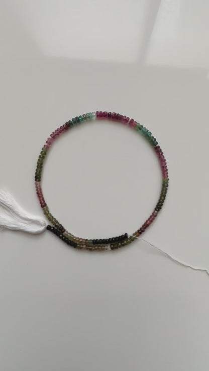 Watermelon Tourmaline | 3.5-4mm Bead Size | 35 cms Strand Length | Faceted Rondelle