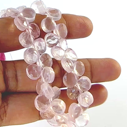 Rose Quatrz | Faceted Briolette | 8-8.5mm Bead Size | 20cm Strand Length